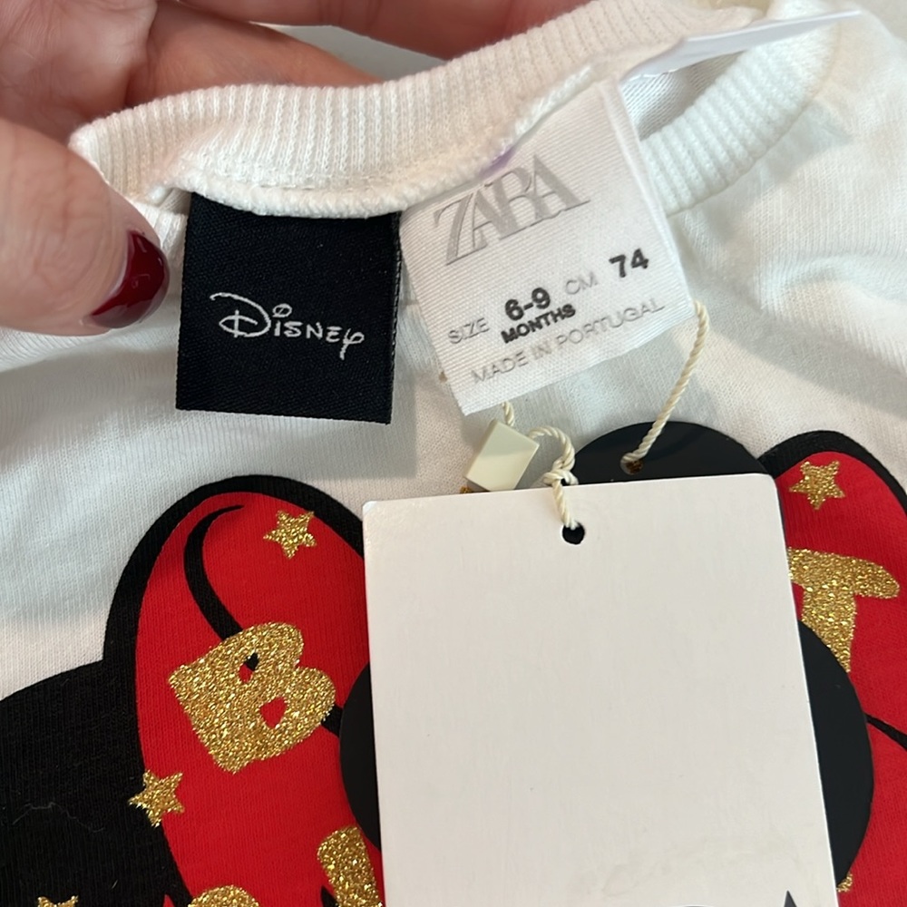 NWT ZARA Minnie Mouse holiday Christmas long sleeve shirt - Picture 2 of 3